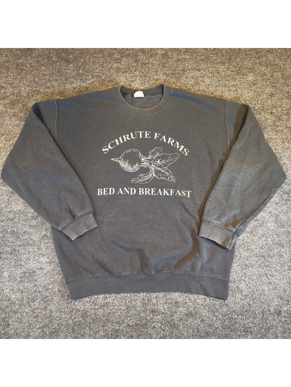 Charcoal Grey "Schrute Farms Bed & Breakfast" The Office Sweatshirt Men's Large